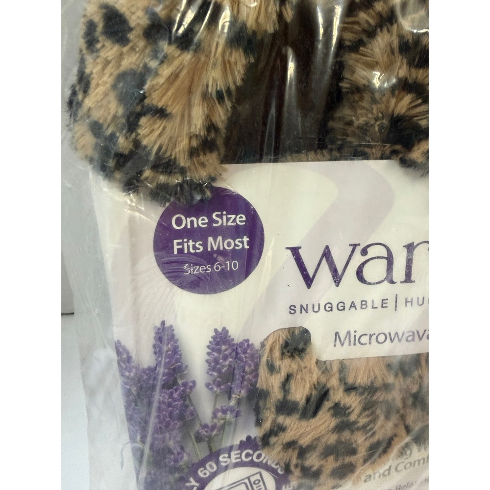 Warmies Microwavable Slippers Leopard Print Lavender Scented One Size 6-10 NEW - Picture 3 of 6